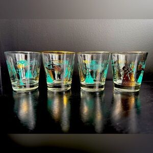 Vintage Drinking Glasses Steamboat Lamplighter Glassware Set of 4